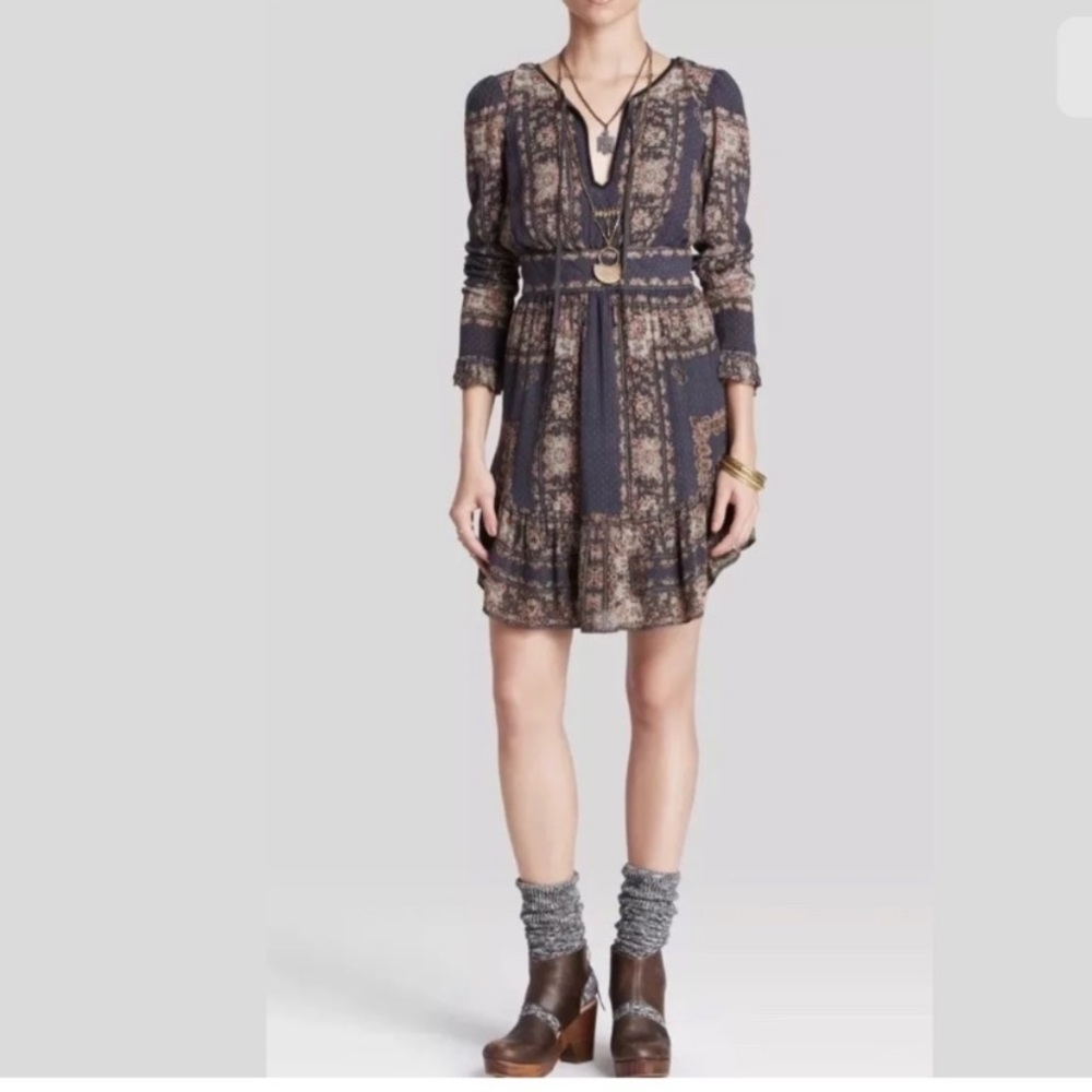 Free People Bridgette Floral Boho Long Sleeve Dress XS